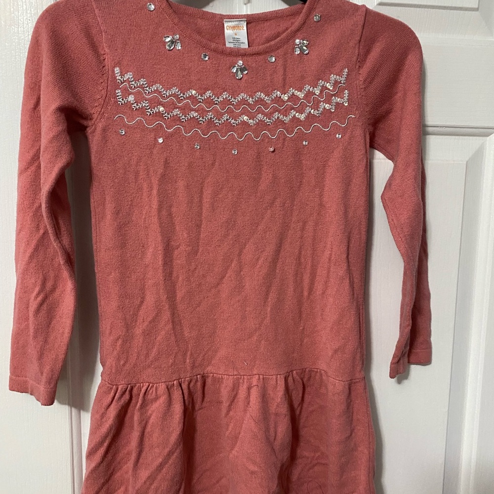 Pink Long-Sleeve Kids Dress